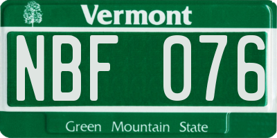 VT license plate NBF076