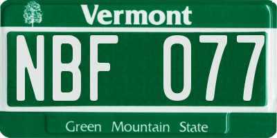 VT license plate NBF077
