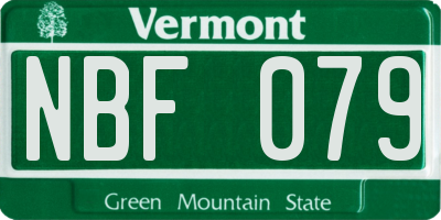 VT license plate NBF079