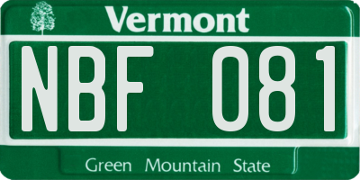 VT license plate NBF081