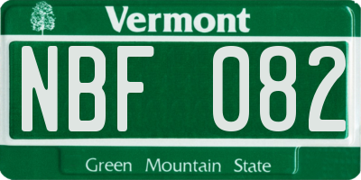 VT license plate NBF082