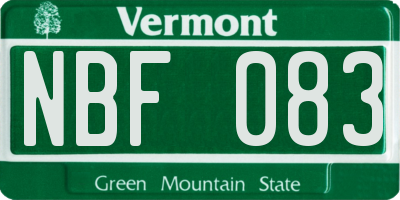 VT license plate NBF083