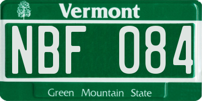 VT license plate NBF084