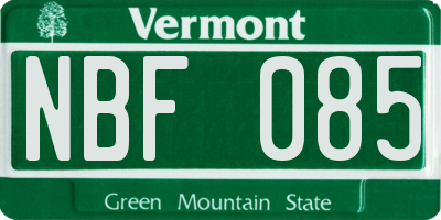 VT license plate NBF085