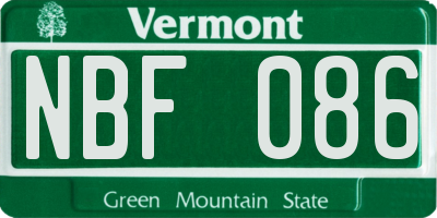 VT license plate NBF086