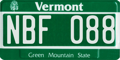 VT license plate NBF088