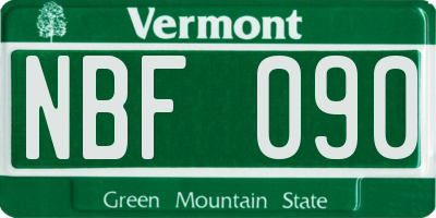 VT license plate NBF090