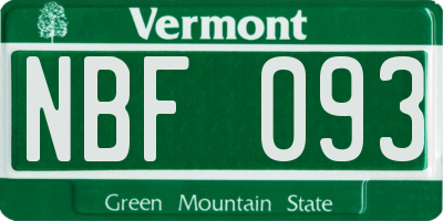 VT license plate NBF093
