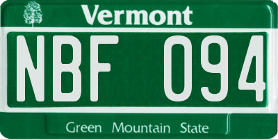 VT license plate NBF094