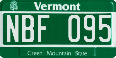 VT license plate NBF095
