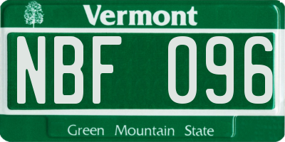 VT license plate NBF096