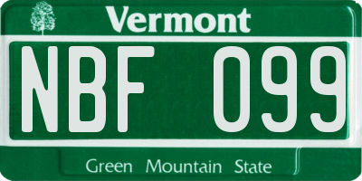 VT license plate NBF099