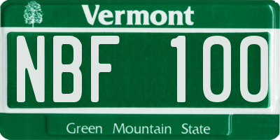 VT license plate NBF100