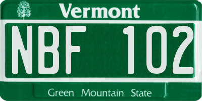 VT license plate NBF102