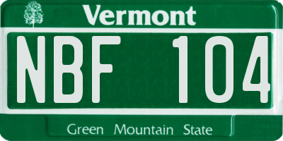 VT license plate NBF104