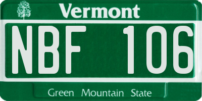 VT license plate NBF106