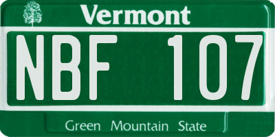 VT license plate NBF107