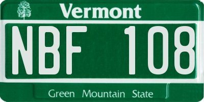 VT license plate NBF108