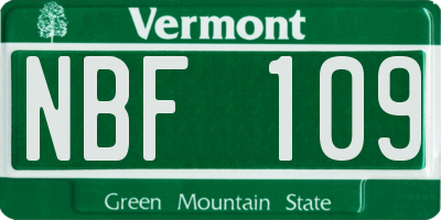 VT license plate NBF109