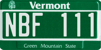 VT license plate NBF111