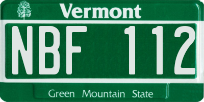 VT license plate NBF112