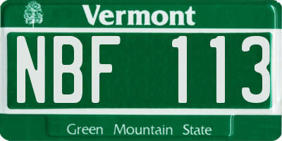 VT license plate NBF113