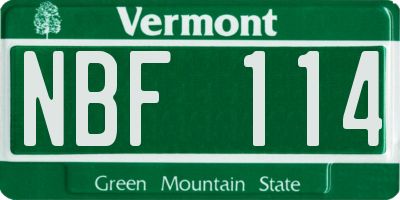 VT license plate NBF114