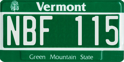 VT license plate NBF115