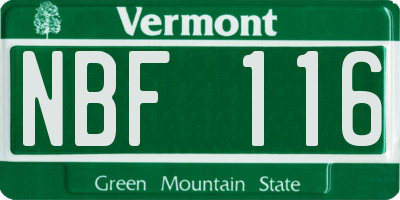 VT license plate NBF116