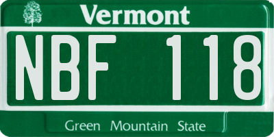 VT license plate NBF118