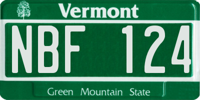 VT license plate NBF124