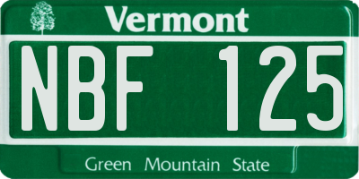 VT license plate NBF125