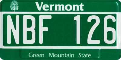 VT license plate NBF126