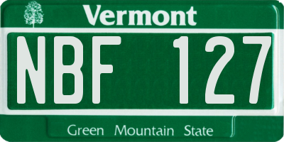 VT license plate NBF127
