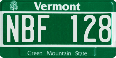 VT license plate NBF128