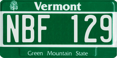 VT license plate NBF129