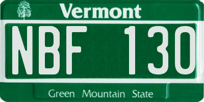 VT license plate NBF130