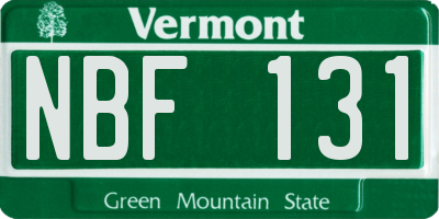 VT license plate NBF131