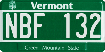 VT license plate NBF132