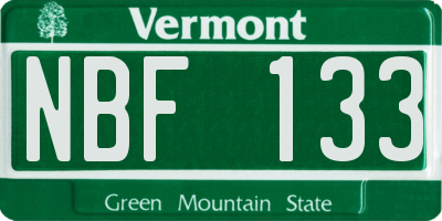 VT license plate NBF133