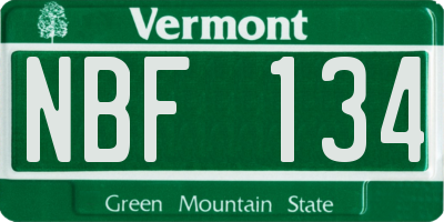 VT license plate NBF134
