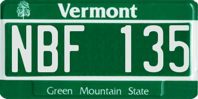 VT license plate NBF135