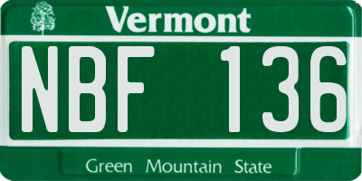 VT license plate NBF136