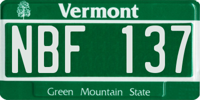 VT license plate NBF137