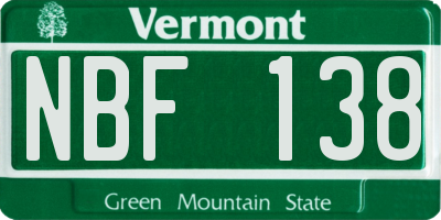 VT license plate NBF138
