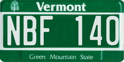 VT license plate NBF140
