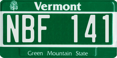 VT license plate NBF141