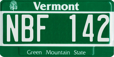 VT license plate NBF142