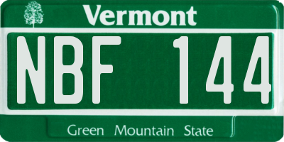 VT license plate NBF144