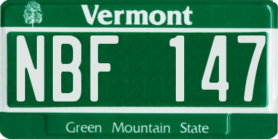 VT license plate NBF147